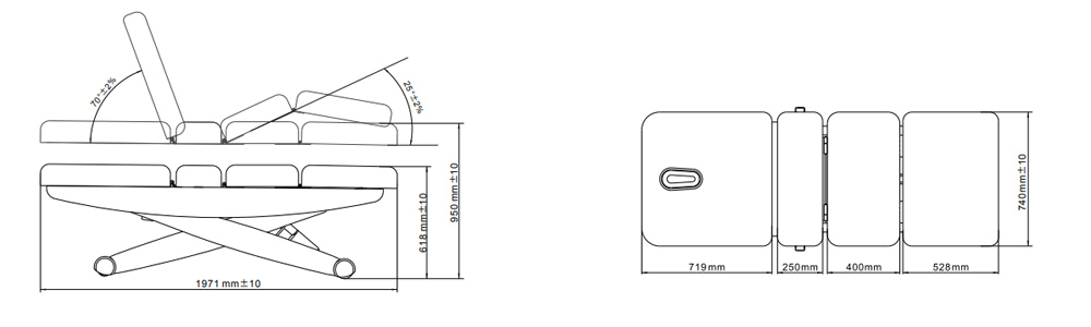 Table de beauté Cyx : Mesures